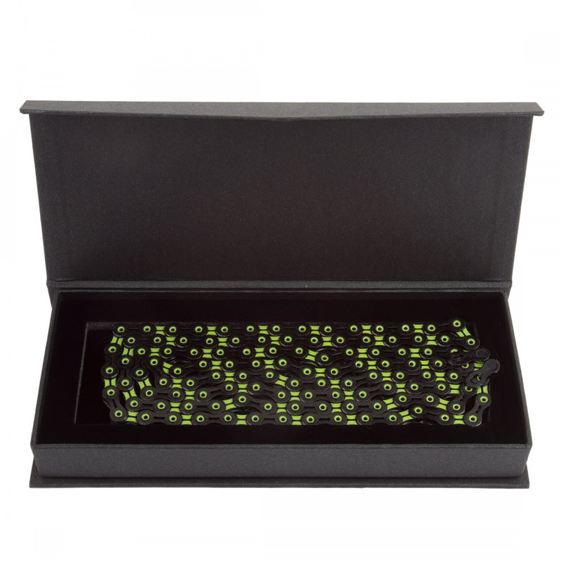 Load image into Gallery viewer, KMC DLC 11 Chain - 11-Speed, 118 Links, Black/Green