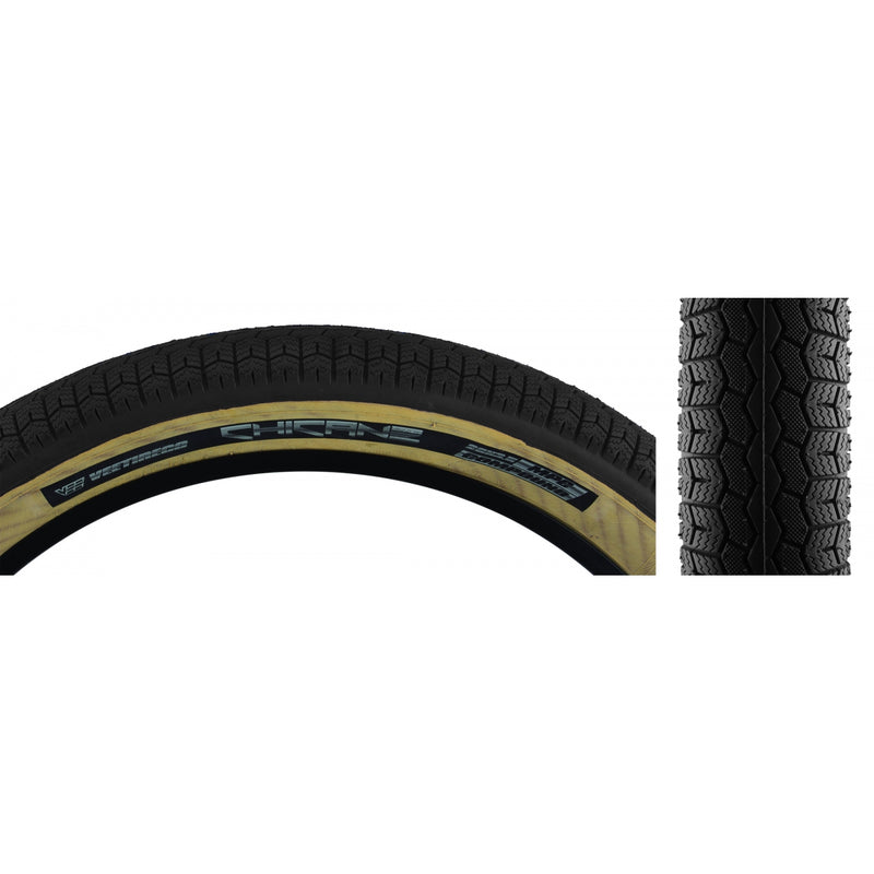 Load image into Gallery viewer, Pack of 2 SE Bikes Chicane 26x3.5 Clincher Wire TPI 20 Black/Tan Reflective BMX