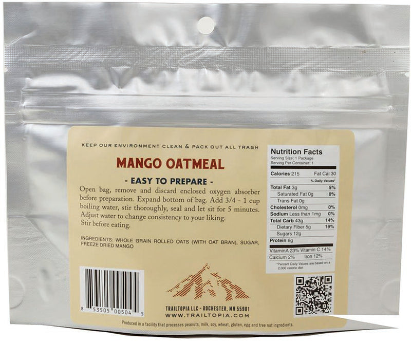 Load image into Gallery viewer, Trailtopia Oatmeal Mango Oatmeal Meals: Delicious and Nutritious Trail Fuel