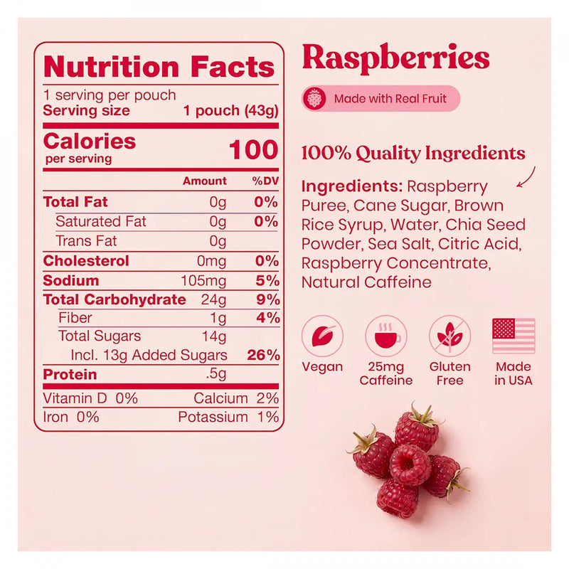 Load image into Gallery viewer, Huma Chia Energy Gel Box of 24 Energy Raspberry Box of 24