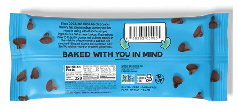 Load image into Gallery viewer, Bobo's Stuff'd Peanut Butter Chocolate Chip Bar - A Deliciously Filled Snack! Pack of 12