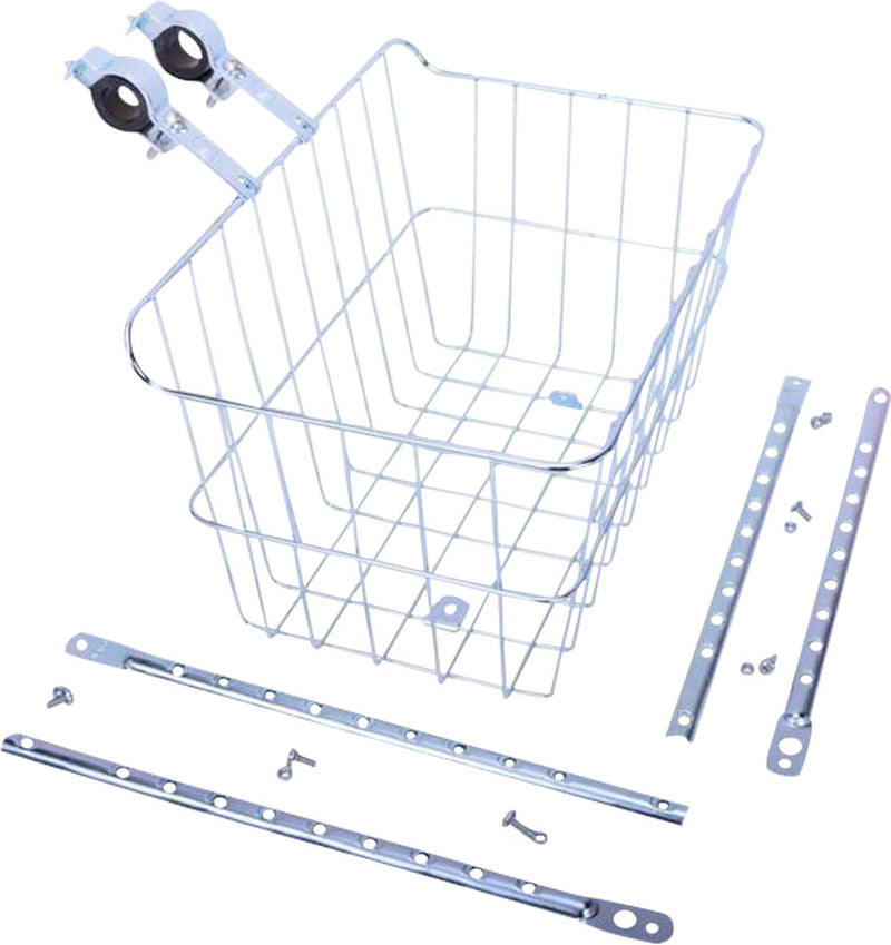 Load image into Gallery viewer, Wald 1512 Front Basket with Adjustable Legs Fits 7/8" to 1" handlebars Silver