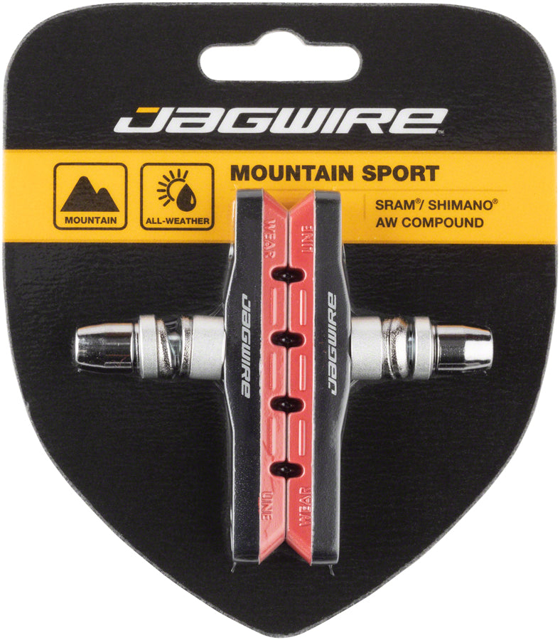 Load image into Gallery viewer, Pack of 2 Pairs Jagwire Mountain Sport V-Brake Pads Threaded Post Red