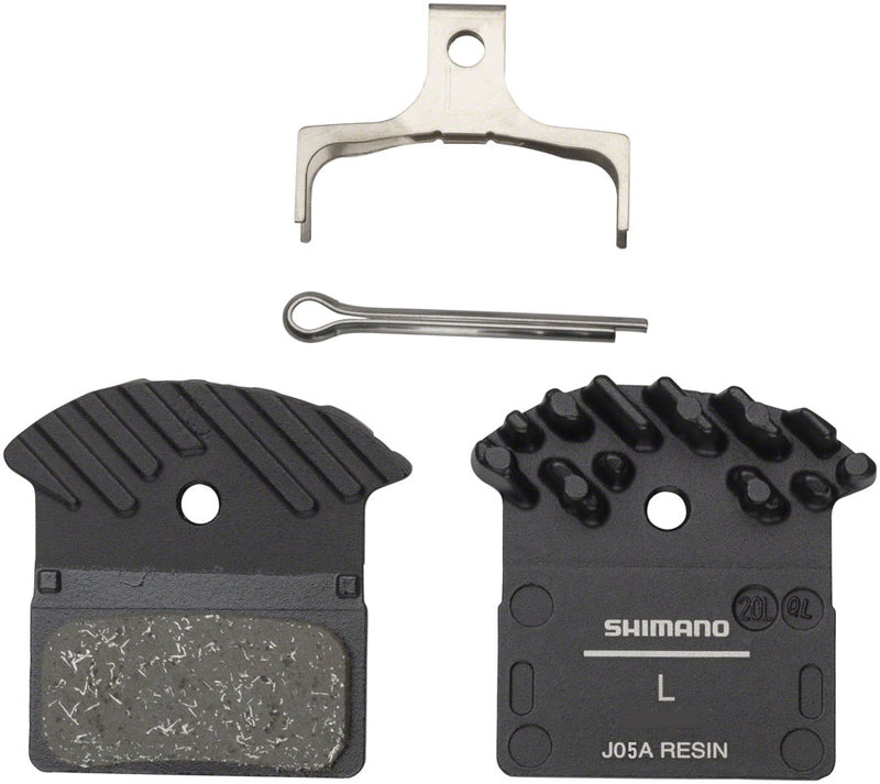 Load image into Gallery viewer, Shimano J05A-RF Resin Disc Brake Pads with Aluminum Finned Backing - Superior Wear Resistance, Cooling, and Quiet Performance