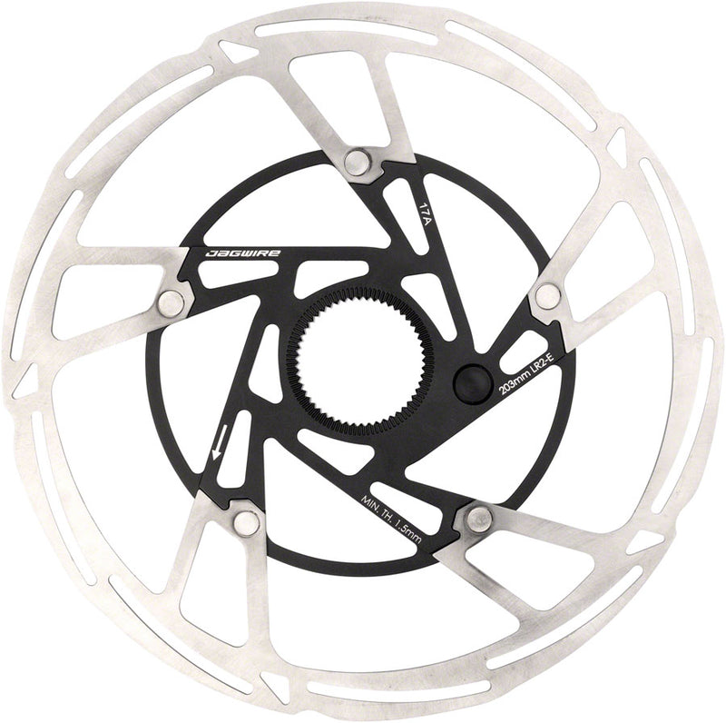 Load image into Gallery viewer, Jagwire Pro LR2-E Ebike Disc Brake Rotor w/ Magnet 203mm, Ctr.Lock, Silver/Black
