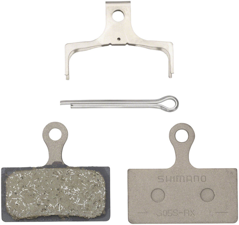 Load image into Gallery viewer, Shimano G05S-RX Resin Disc Brake Pads with Stainless Steel Back & Spring - Durable, Wear-Resistant, for Mountain & Road Bikes