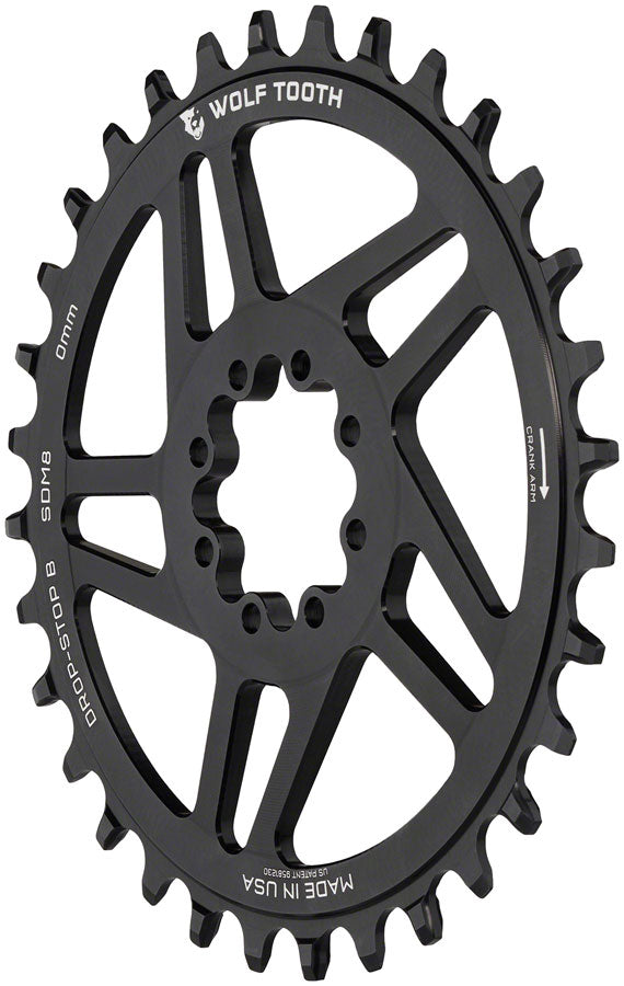 Load image into Gallery viewer, Wolf Tooth Direct Mount Chainring - 34t, SRAM Direct Mount, Drop-Stop B, For SRAM 8-Bolt Cranksets, 0mm Offset, Black
