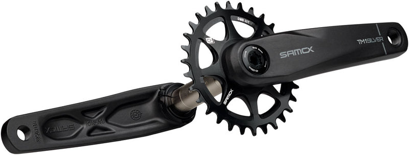Load image into Gallery viewer, Samox Silver TM-1 Crankset - 165mm, 3-Bolt Direct Mount 30t Chainring, 24mm Chromoly Spindle, Black