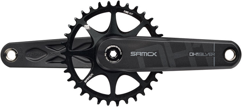 Load image into Gallery viewer, Samox Silver DH-1 Crankset - 155mm, 3-Bolt Direct Mount 34t Chainring, 28.99mm (DUB Type) Spindle, Black