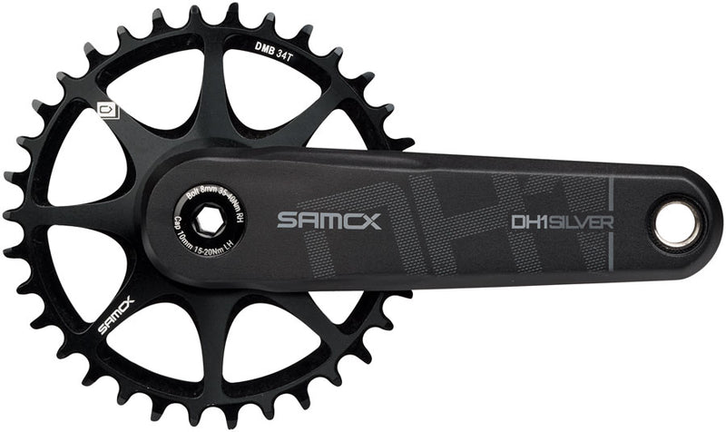 Load image into Gallery viewer, Samox Silver DH-1 Crankset - 155mm, 3-Bolt Direct Mount 34t Chainring, 28.99mm (DUB Type) Spindle, Black