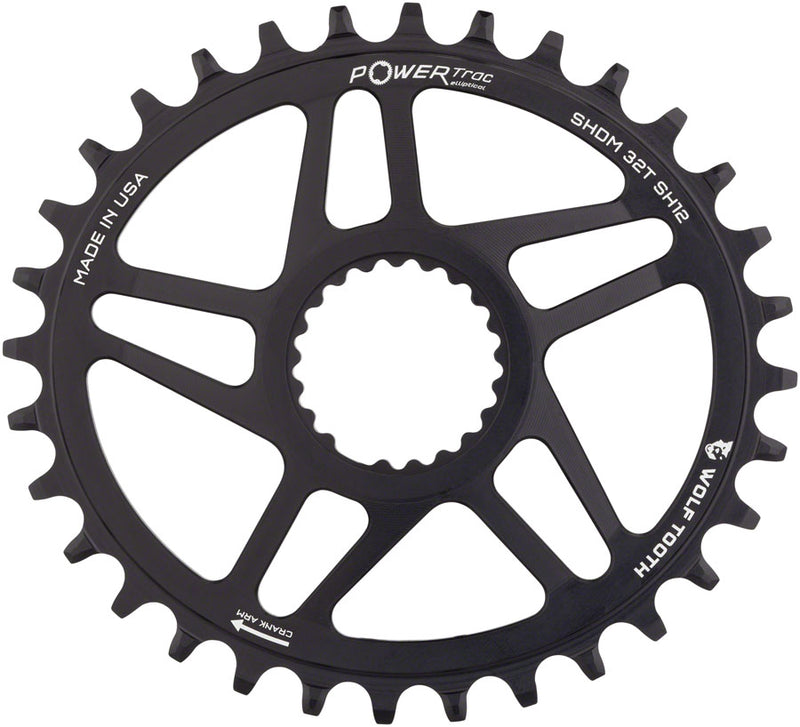 Load image into Gallery viewer, Wolf Tooth Elliptical Chainring 34t Shimano Direct Mount 12-Spd Hyperglide Alloy