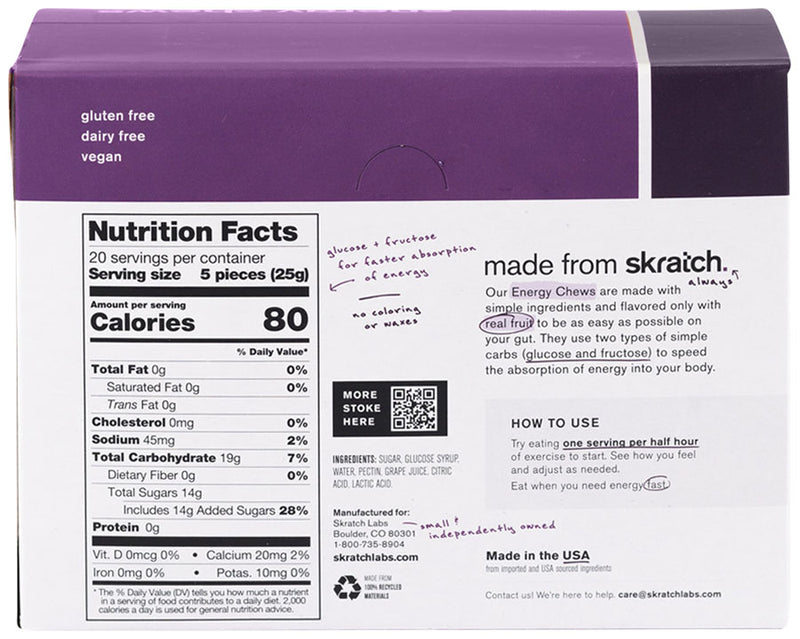 Load image into Gallery viewer, Skratch Labs Sport Chews - Grape, Box 10 Single Serve Packets Pack of 10
