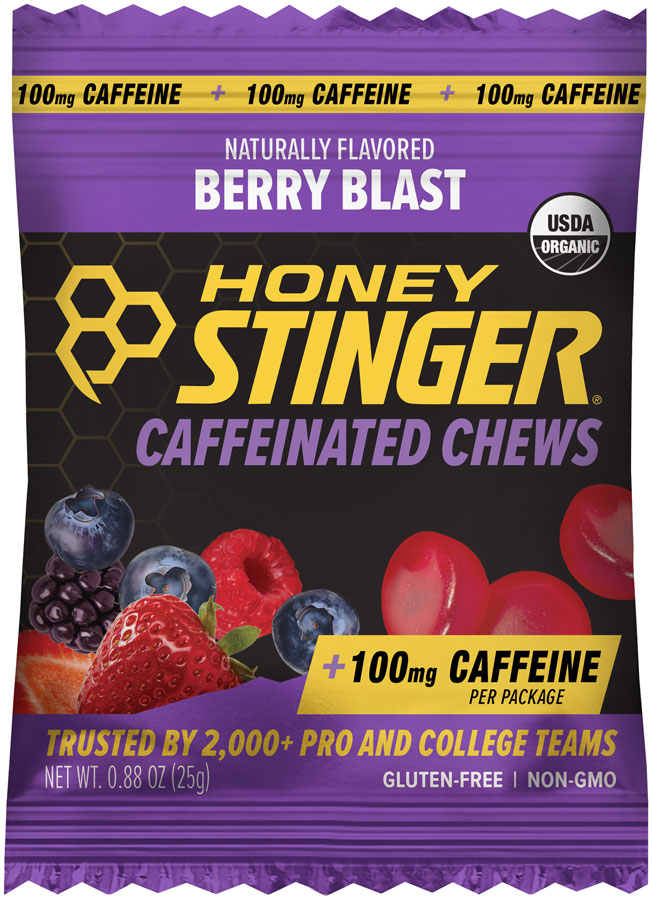 Load image into Gallery viewer, Honey Stinger High Caffeinated Chews - Berry Blast, Box of 12 Packets Pack of 12