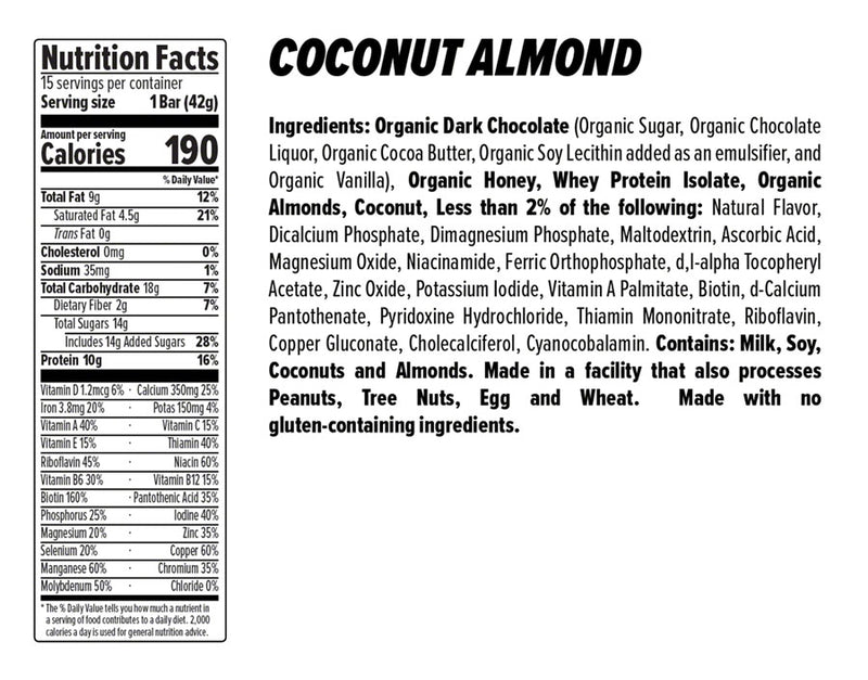 Load image into Gallery viewer, Honey Stinger 10g Protein Bar Chocolate Coconut Almond Box of 15 Gluten-Free