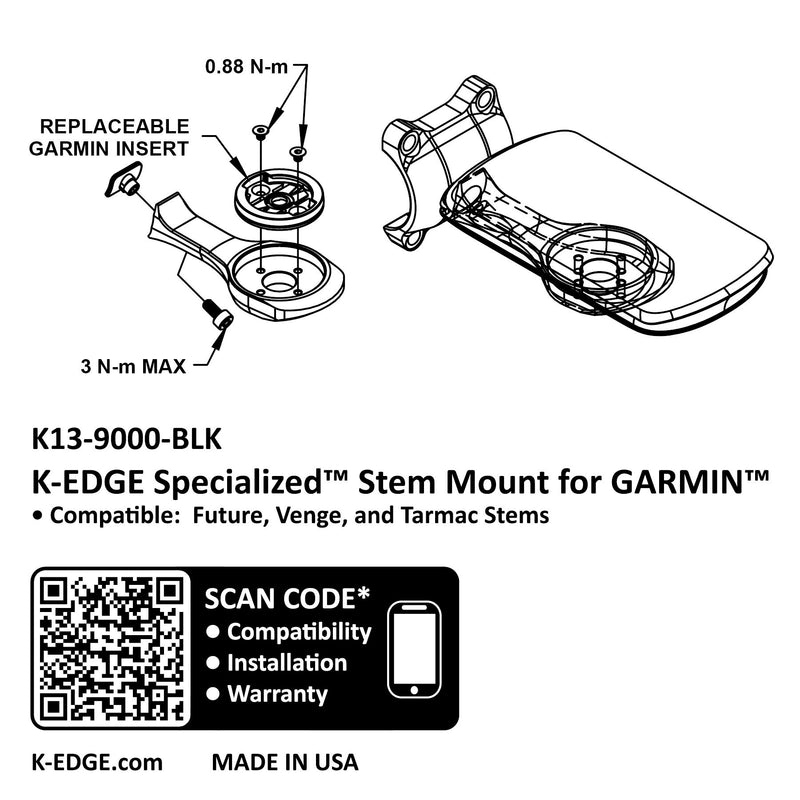Load image into Gallery viewer, K-EDGE Garmin Specialized Future Mount - Black, Compatible up to Garmin 1050