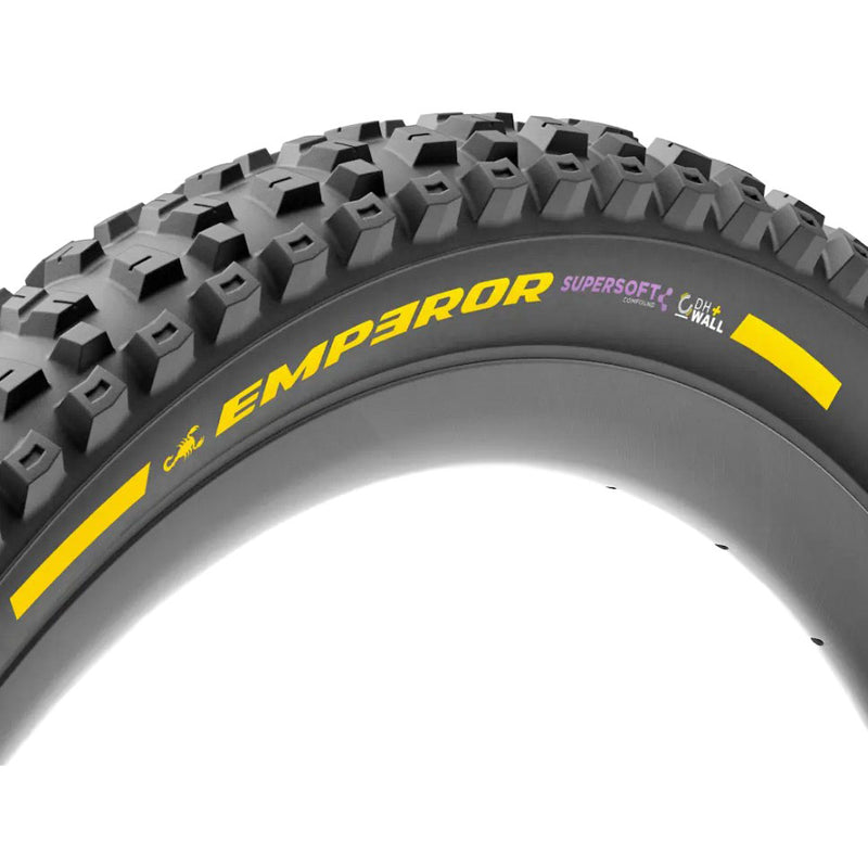 Load image into Gallery viewer, Pirelli Scorpion Emperor 29x2.4" Tubeless E-Bike MTB Tire - DHWall+ Casing, Supersoft Compound, Black/Yellow, Pack of 2