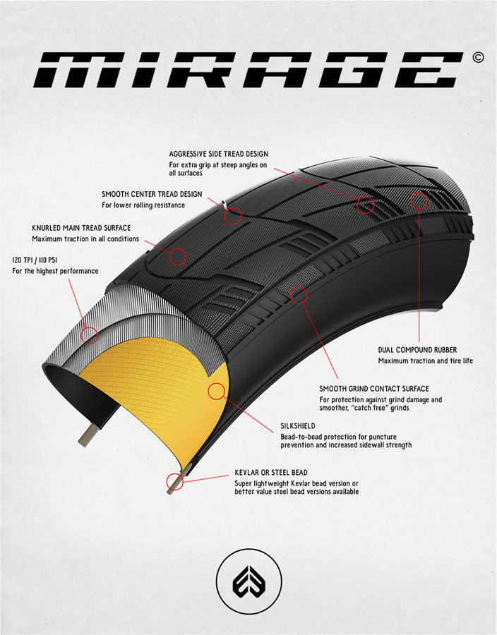 Load image into Gallery viewer, Eclat Mirage Tire 20 x 2.25 TPI 110 Clincher Wire Black Reflective BMX