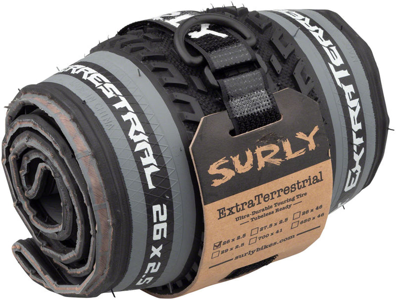Load image into Gallery viewer, Surly ExtraTerrestrial Tire 26 x 2.5 Tubeless Folding Black/Slate 60tpi