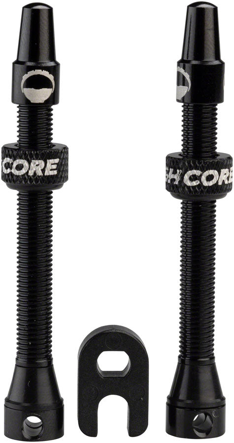 Load image into Gallery viewer, CushCore 55mm Valve Set Black CNC Machined Anodized Tubeless Pair