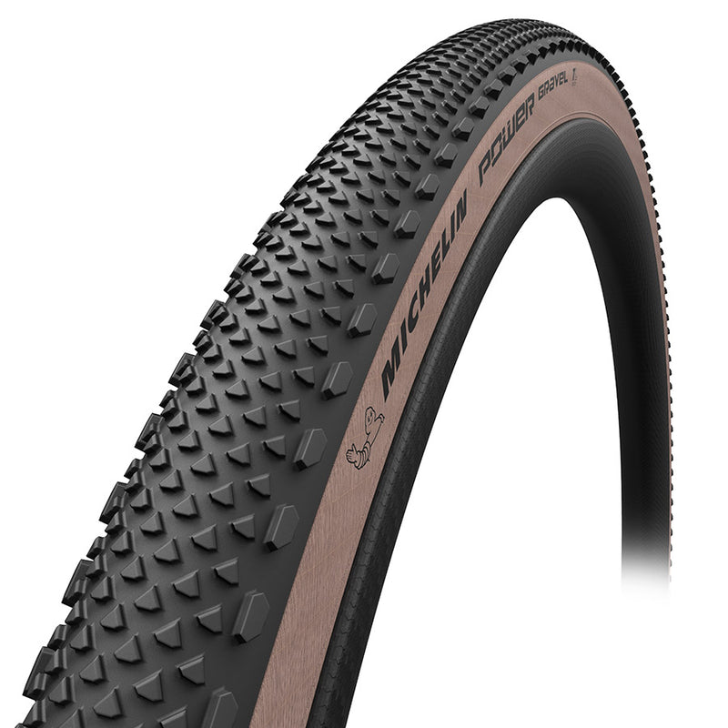Load image into Gallery viewer, Michelin Power Gravel Gravel Tire, 700x57C, Folding, Tubeless Ready, MAGI-X, Bead2Bead Protek, 3x120TPI, Tan
