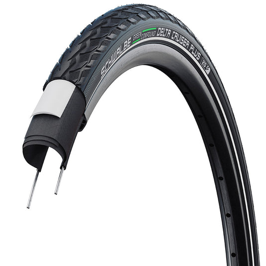 Schwalbe Delta Cruiser Plus Hybrid Tire, 29''x1.75, Wire, Clincher, Green Compound, PunctureGuard, Reflex, 50TPI, Black
