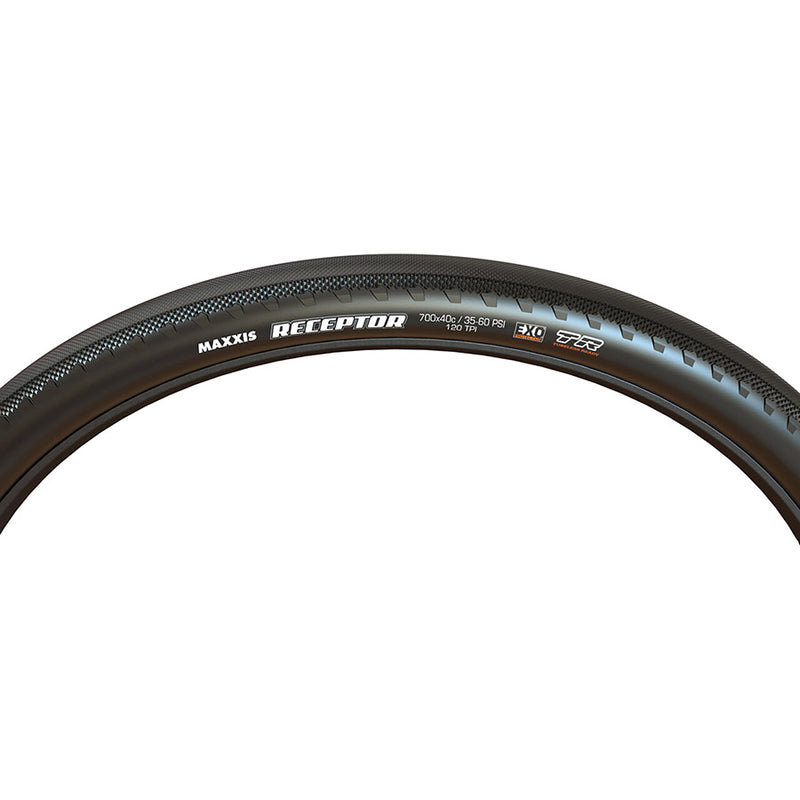 Load image into Gallery viewer, Maxxis Receptor Gravel Tire 700x40C, Folding, Tubeless Ready, HYPR-X, EXO, 120TPI, Black
