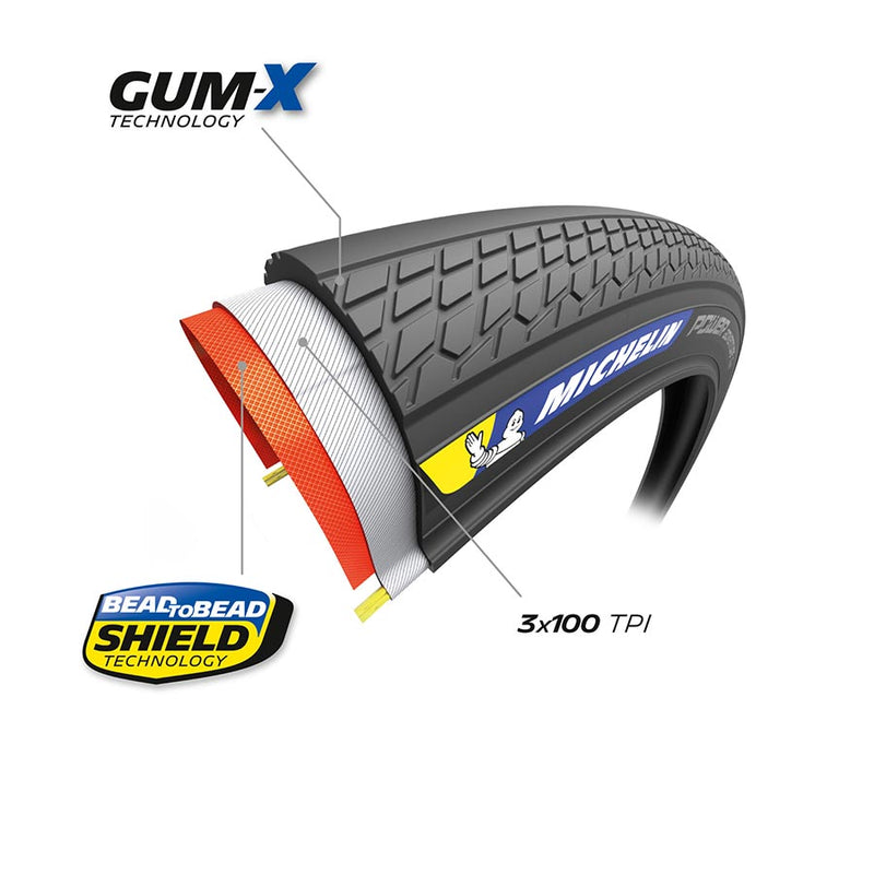 Load image into Gallery viewer, Michelin Power Adventure Classic TS TLR, Gravel Tire, 700x48C, Folding, Tubeless Ready, GUM-X, GUM-X, 3x100TPI, Tanwall
