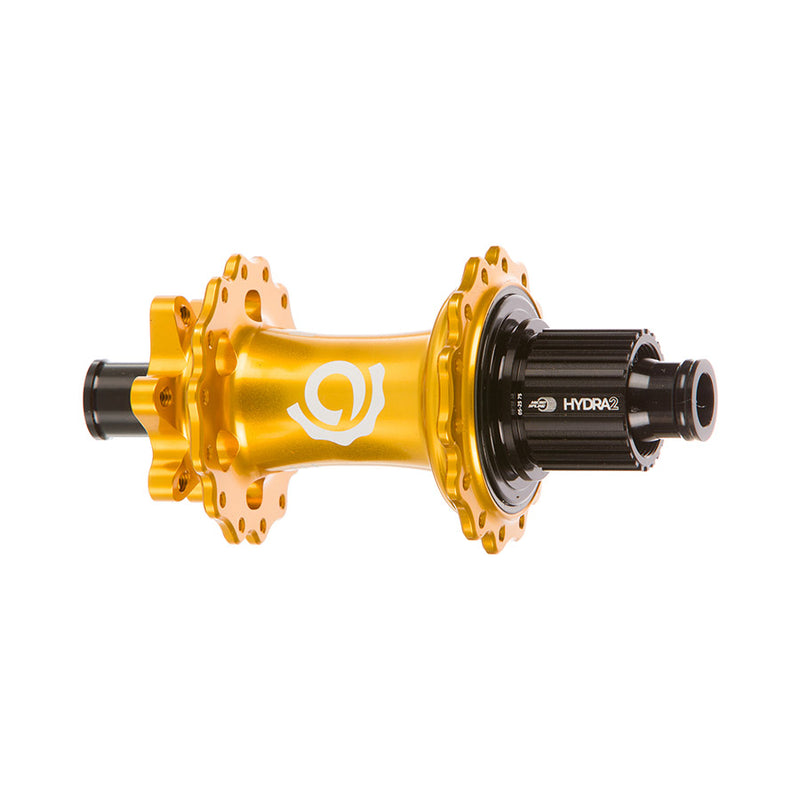 Load image into Gallery viewer, Industry Nine Hydra 2 Boost MicroSpline, Disc Hub, Rear, 28H, 12mm TA, 148mm, Shimano Micro Spline, Gold
