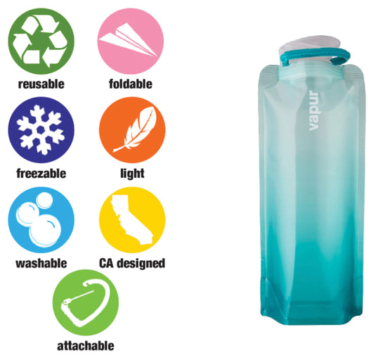 Vapur 1L Gradient Malibu Teal Collapsible Water Bottle