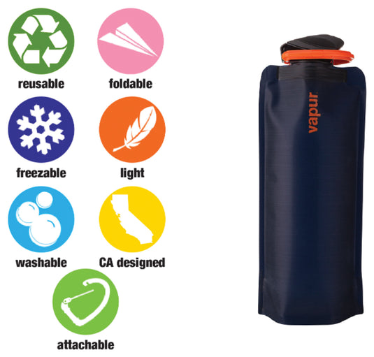 Vapur 1L Eclipse Night Blue: Collapsible Water Bottle for On-the-Go Hydration