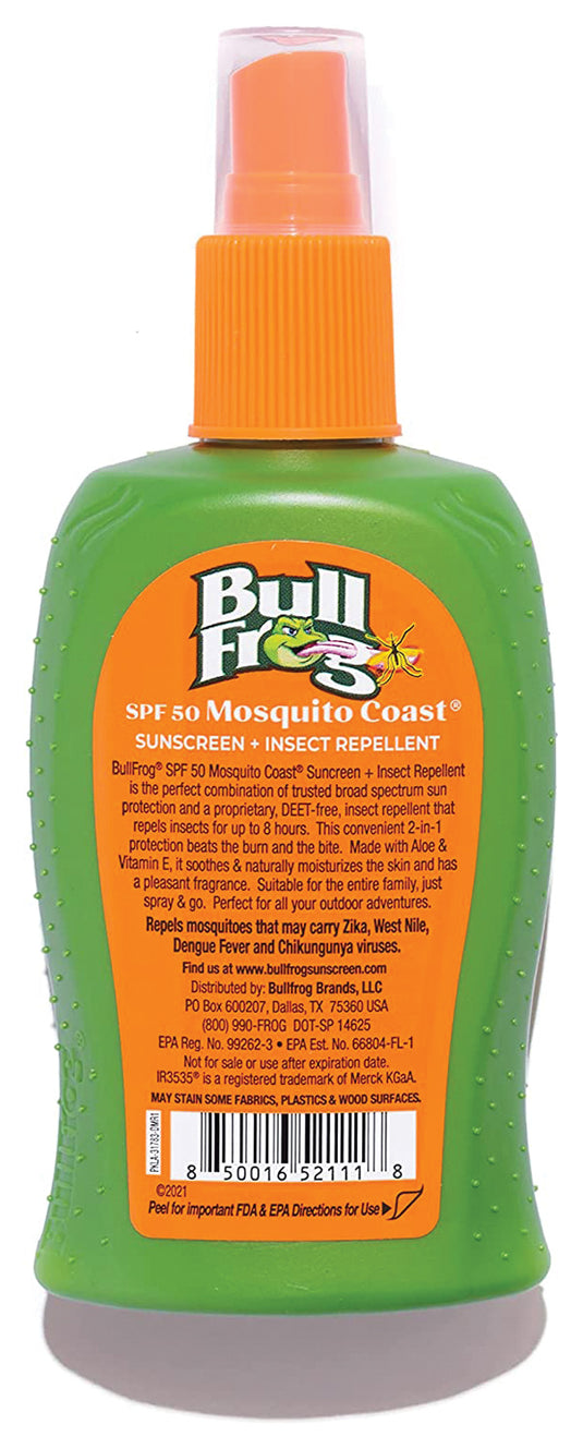 Bull Frog Mosquito Coast SPF 50 Pump Spray 4.7 oz - Ultimate Protection for Outdoor Adventures