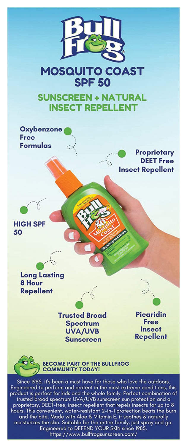 Load image into Gallery viewer, Bull Frog Mosquito Coast SPF 50 Pump Spray 4.7 oz - Ultimate Protection for Outdoor Adventures
