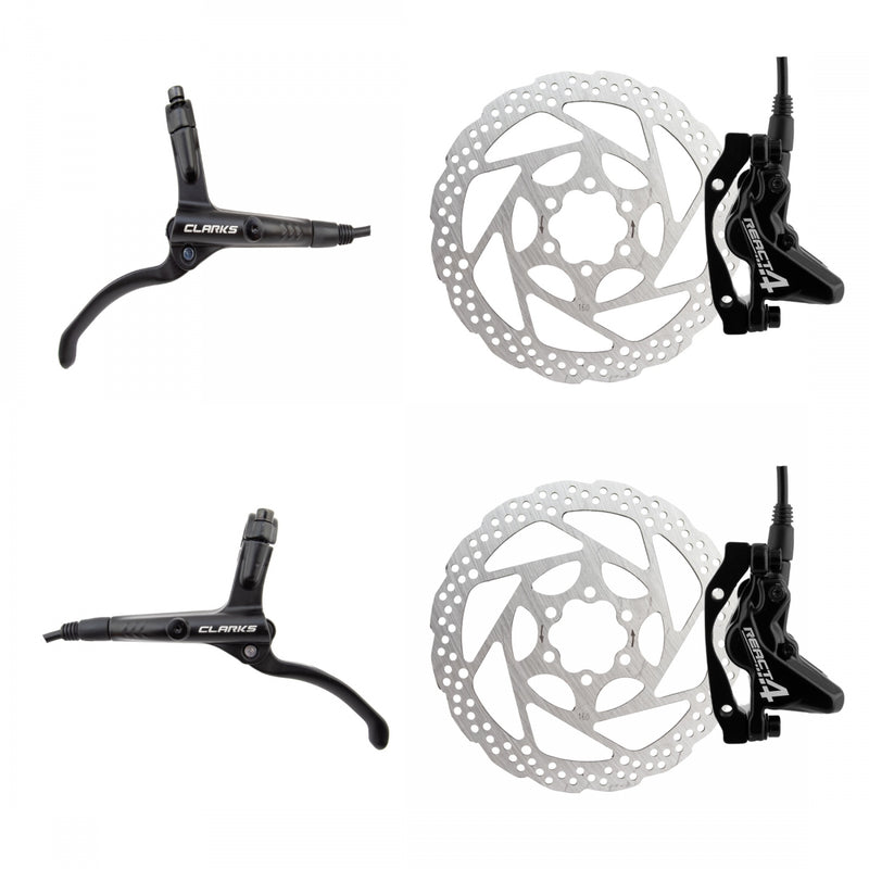 Load image into Gallery viewer, Clarks-React-4-Hydraulic-Disc-Brake-Kit-Disc-Brake-&amp;-Lever-Universal-DBKL0569-MTB-Flat-Bar-Disc-Brakes
