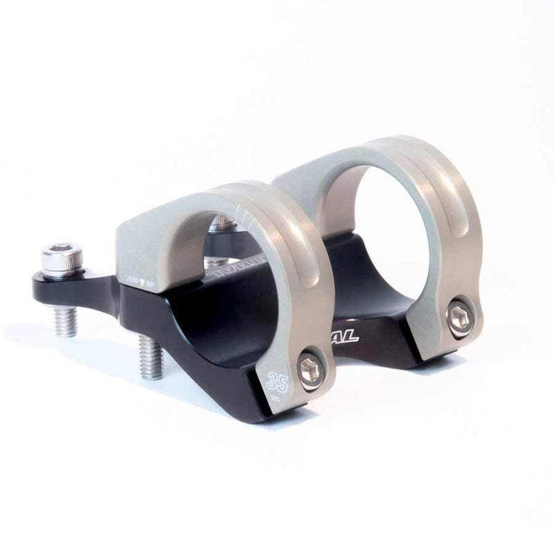 Load image into Gallery viewer, Renthal Integra 35 Stem Clamp: 35mm, L: 50mm, Steerer: Direct Mount, 0°, Black/Gold
