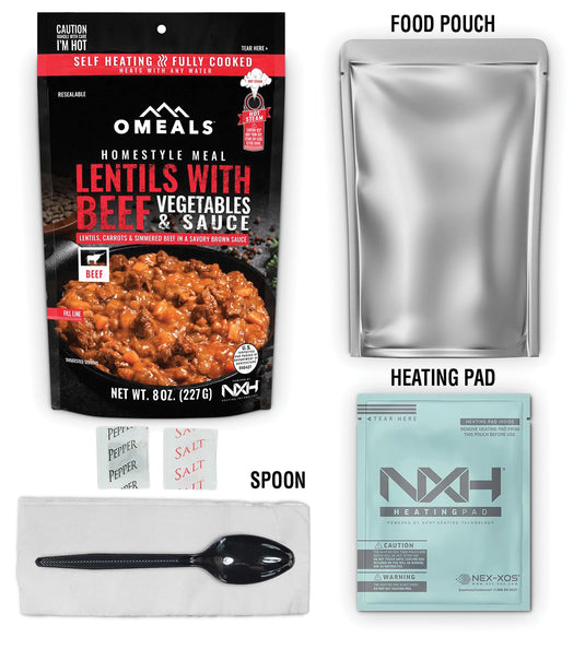 Omeals Homestyle Lentils with Beef - Ready-to-Eat Dinner Meals