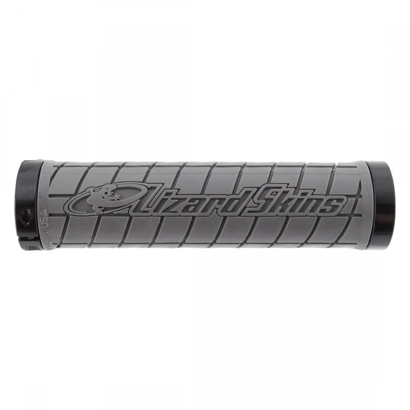 Load image into Gallery viewer, Lizard Skins Logo Lock On Grips Dual Lock On Graphite w/ Black Clamps 130mm
