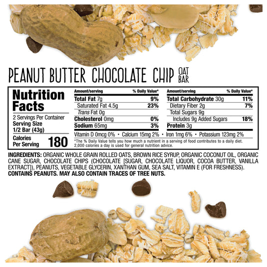 Bobo's Oat Bar Pb Choc Chip Energy Bars - Delicious and Nutritious Snack for On-the-Go Energy Boost! Pack of  12
