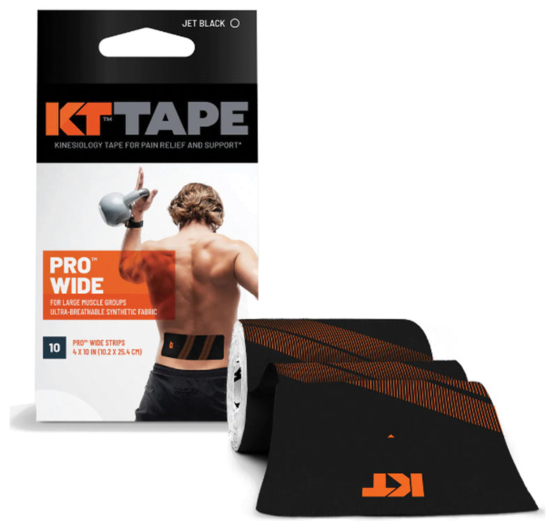 Load image into Gallery viewer, KT Tape Pro Wide 10 Ct 10" Precut Black - Support and Relief for Active Lifestyles
