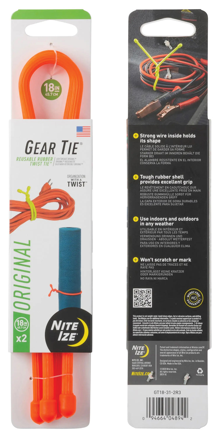 Load image into Gallery viewer, Nite Ize Gear Tie 18" Bright Orange 2-Pack Strap - Secure and Organize Your Gear with Ease!
