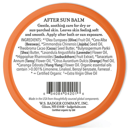 Badger Coconut After Sun Balm Tin - Soothing Relief for Sun-Kissed Skin