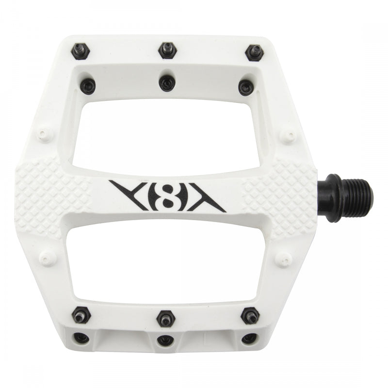 Load image into Gallery viewer, Origin8 Strapd Platform Pedal 9/16" Chromoly Axle Concave Composite Body White
