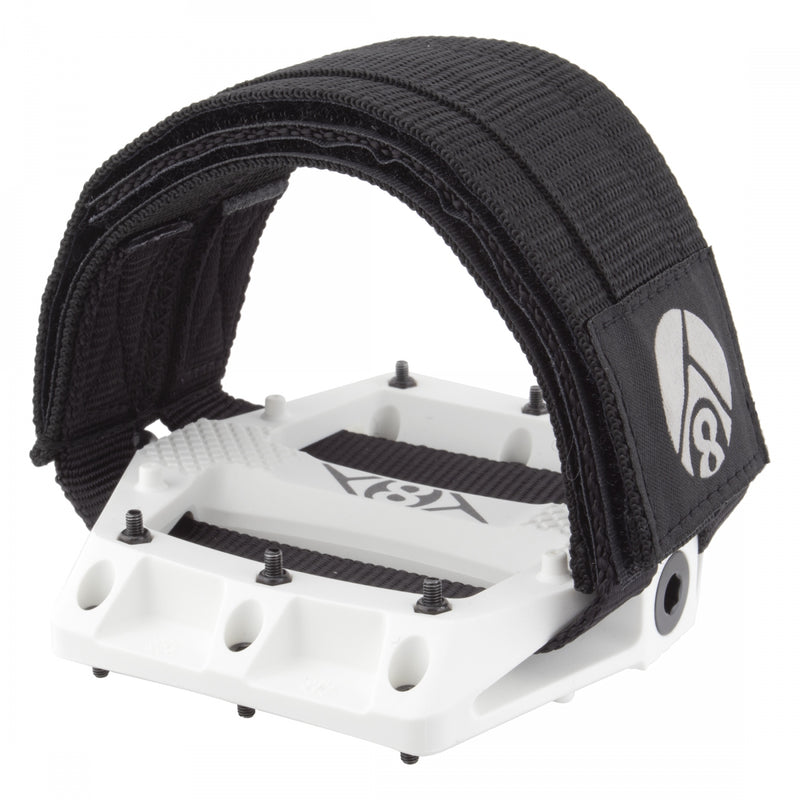 Load image into Gallery viewer, Origin8 Strapd Platform Pedal 9/16" Chromoly Axle Concave Composite Body White

