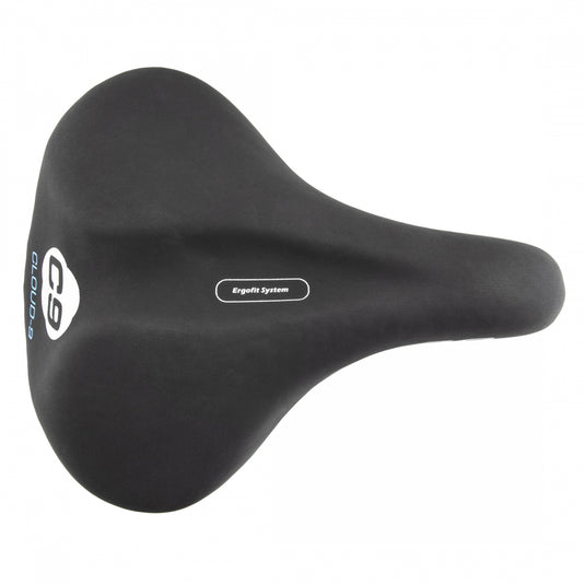 Cloud-9 Ladies Bicycle Comfort Saddle - Black Vinyl Cover Steel Rails