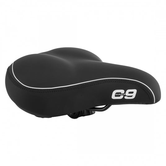 Premium Black Vinyl Cruiser Bicycle Saddles with Elastomer Spring Suspension Comfortable, Anatomic Relief Design (Set of 2)