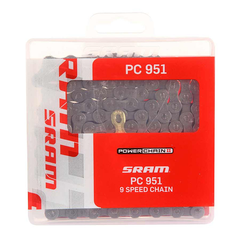 Load image into Gallery viewer, SRAM PC-951 Chain 9-Speed 114 Links Gray Single Use Master Link
