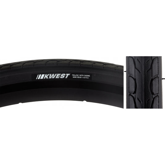 Pack of 2 Kenda Kwest 700x25 Clincher Wire TPI 110 Blk/Bsk Reflective Road Tire