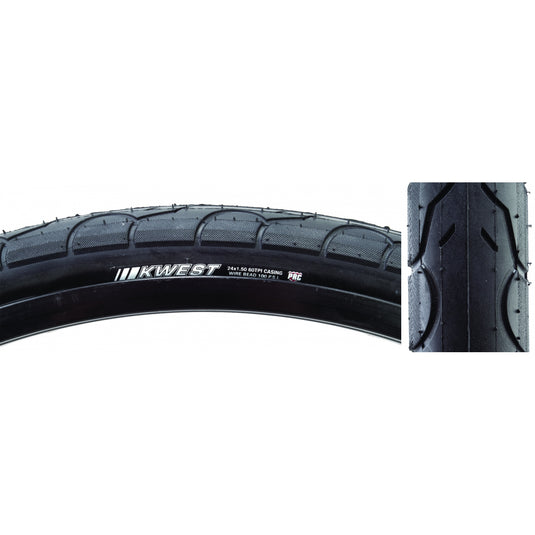 Pack of 2 Kenda Kwest 24 x 1.5 Clincher Wire TPI 100 Black/Bsk Reflective BMX