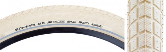 Pack of 2 Schwalbe Big Ben 26x2.15 Clincher Wire TPI 55 Black/Crm Reflective