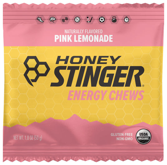 Honey Stinger Organic Energy Chews - Pink Lemonade Flavor for Natural Energy Boost Pack of  12