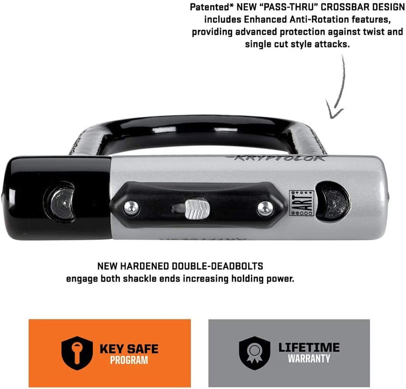 Load image into Gallery viewer, Kryptonite KryptoLok U-Lock 5 x 9" Black with Bracket Anti-Rattle Bumpers

